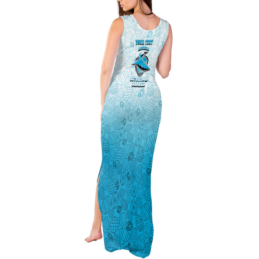Personalized Cronulla Sutherland Sharks Tank Maxi Dress Easter Mascot - Colorful Eggs Cartoon Style