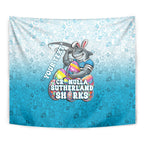 Personalized Cronulla Sutherland Sharks Tapestry Easter Mascot - Colorful Eggs Cartoon Style