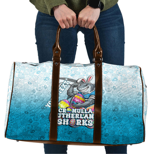 Personalized Cronulla Sutherland Sharks Travel Bag Easter Mascot - Colorful Eggs Cartoon Style