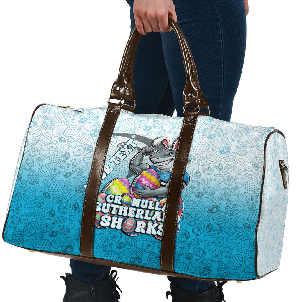 Personalized Cronulla Sutherland Sharks Travel Bag Easter Mascot - Colorful Eggs Cartoon Style