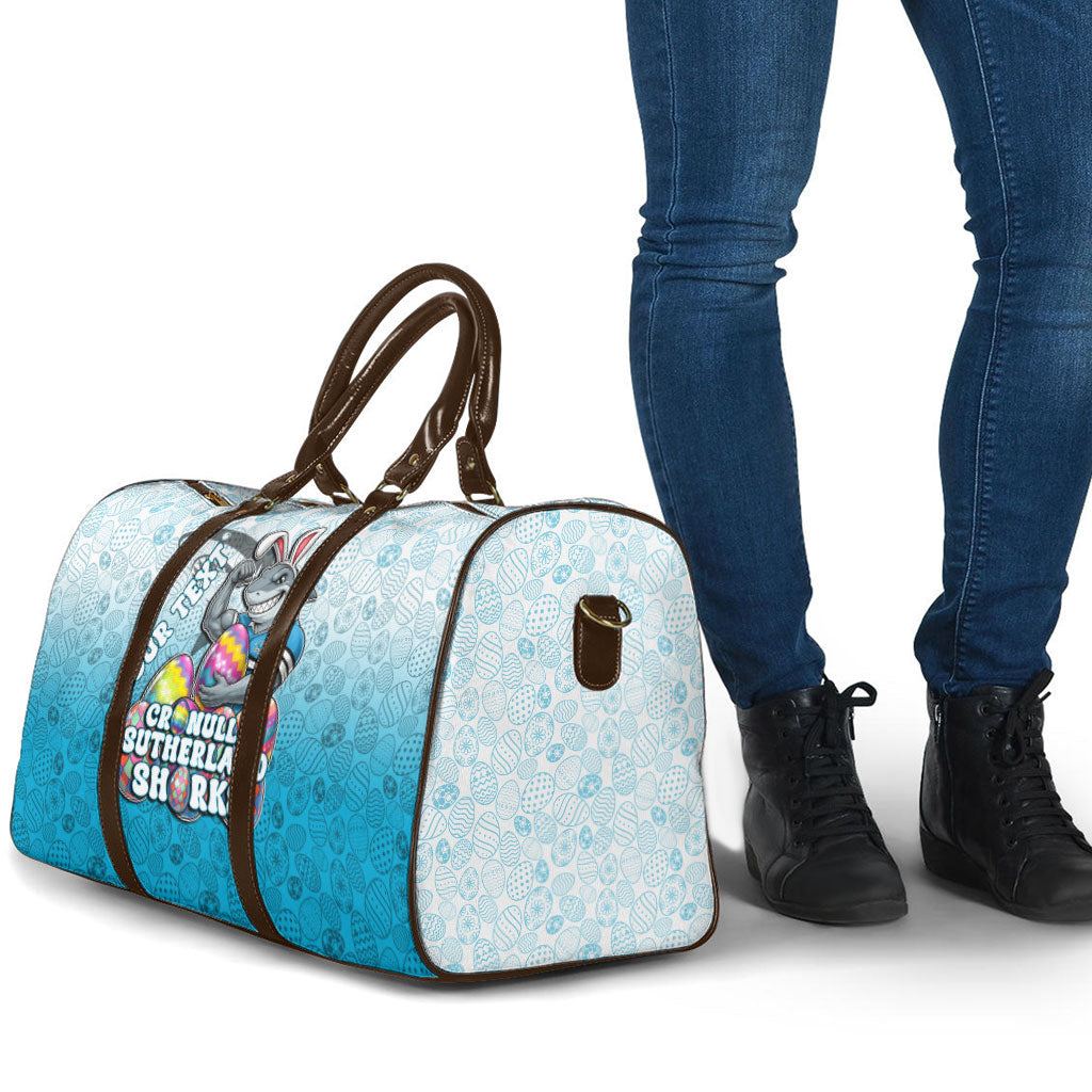 Personalized Cronulla Sutherland Sharks Travel Bag Easter Mascot - Colorful Eggs Cartoon Style