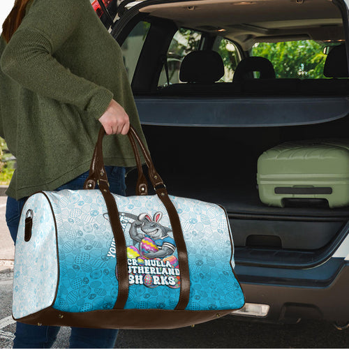 Personalized Cronulla Sutherland Sharks Travel Bag Easter Mascot - Colorful Eggs Cartoon Style