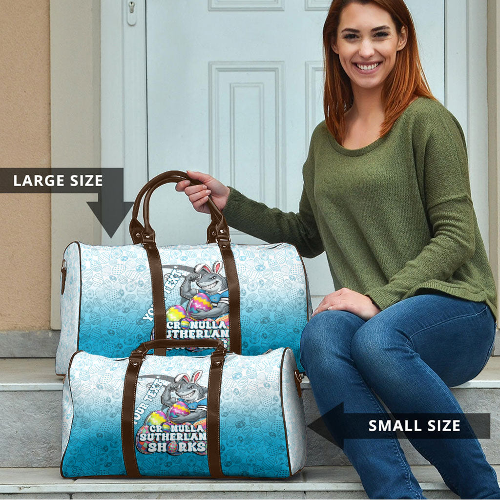 Personalized Cronulla Sutherland Sharks Travel Bag Easter Mascot - Colorful Eggs Cartoon Style