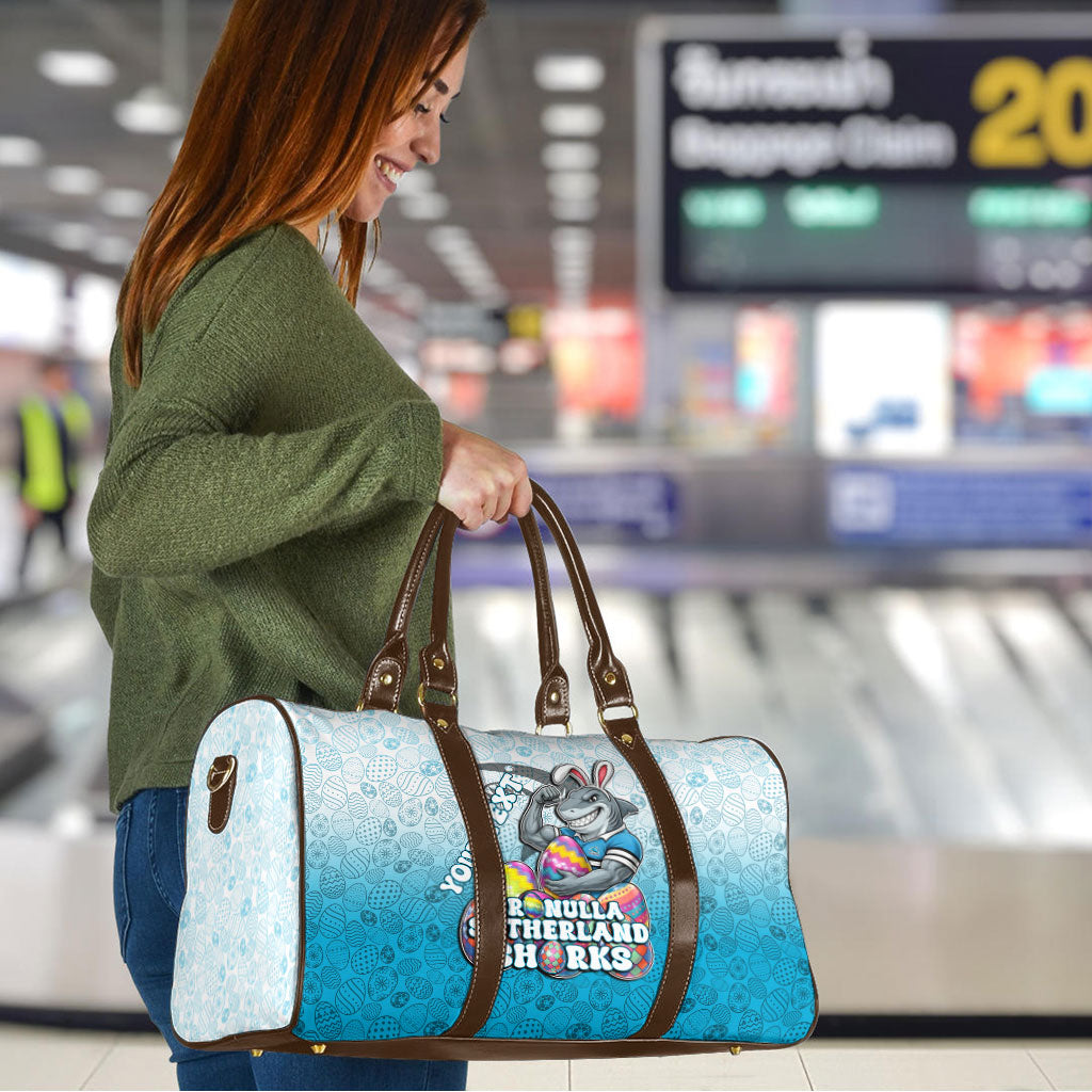 Personalized Cronulla Sutherland Sharks Travel Bag Easter Mascot - Colorful Eggs Cartoon Style