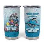 Personalized Cronulla Sutherland Sharks Tumbler Cup Easter Mascot - Colorful Eggs Cartoon Style