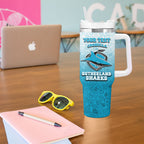 Personalized Cronulla Sutherland Sharks Tumbler With Handle Easter Mascot - Colorful Eggs Cartoon Style