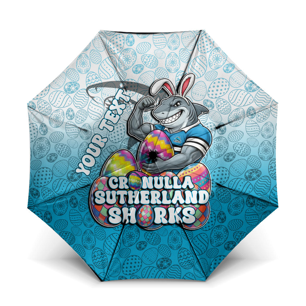 Personalized Cronulla Sutherland Sharks Umbrella Easter Mascot - Colorful Eggs Cartoon Style