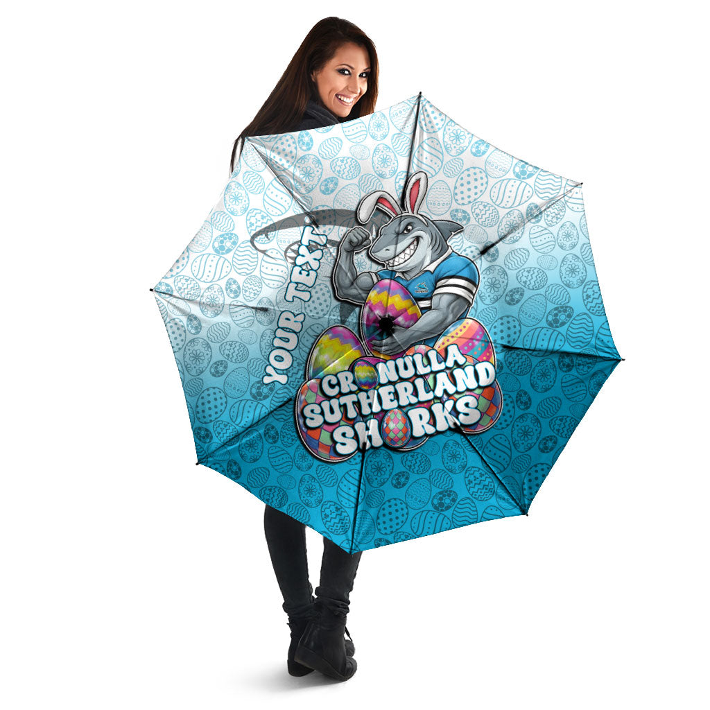 Personalized Cronulla Sutherland Sharks Umbrella Easter Mascot - Colorful Eggs Cartoon Style