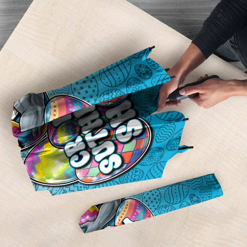 Personalized Cronulla Sutherland Sharks Umbrella Easter Mascot - Colorful Eggs Cartoon Style