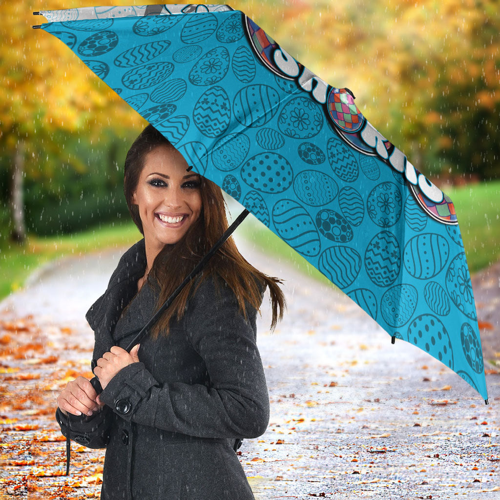 Personalized Cronulla Sutherland Sharks Umbrella Easter Mascot - Colorful Eggs Cartoon Style