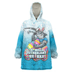 Personalized Cronulla Sutherland Sharks Wearable Blanket Hoodie Easter Mascot - Colorful Eggs Cartoon Style