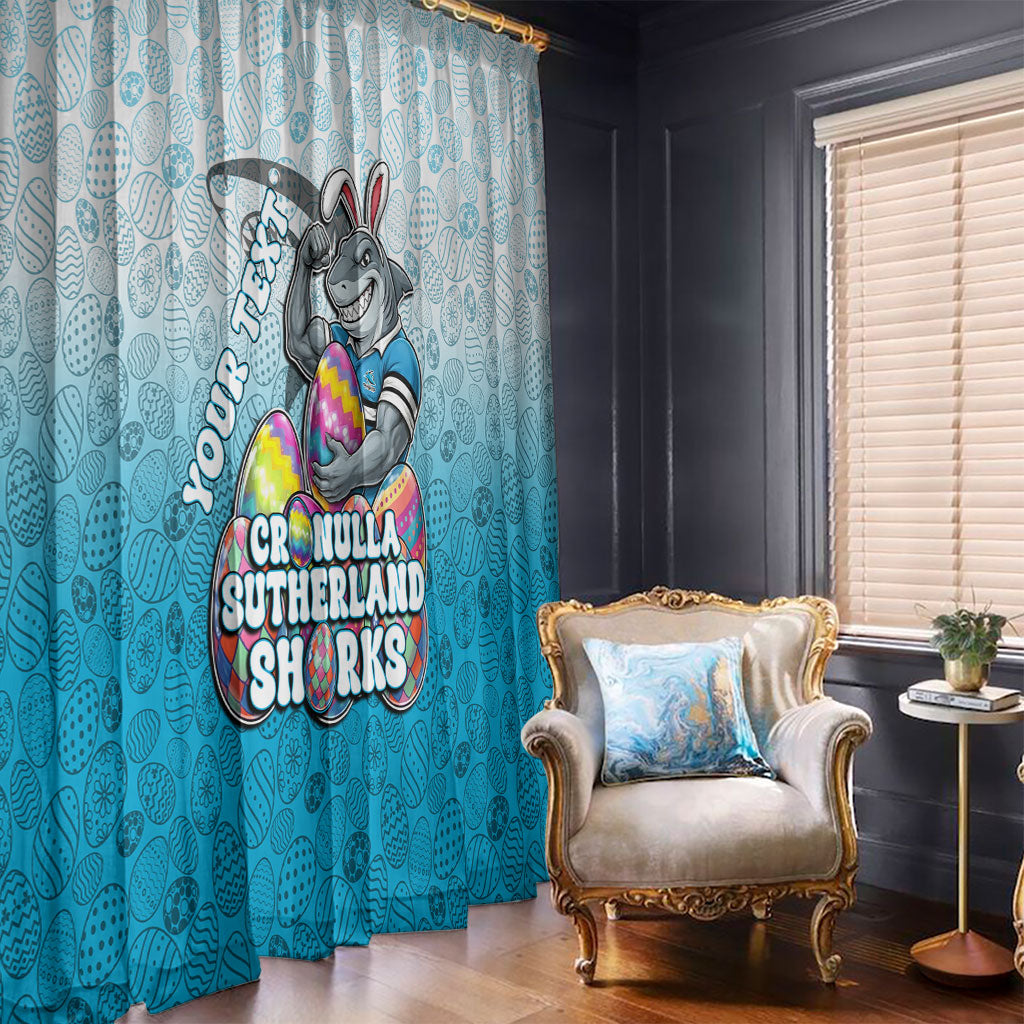 Personalized Cronulla Sutherland Sharks Window Curtain Easter Mascot - Colorful Eggs Cartoon Style