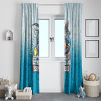 Personalized Cronulla Sutherland Sharks Window Curtain Easter Mascot - Colorful Eggs Cartoon Style