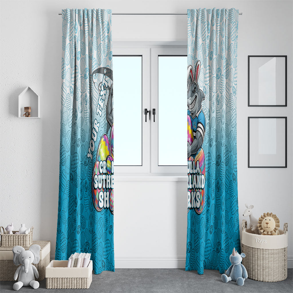 Personalized Cronulla Sutherland Sharks Window Curtain Easter Mascot - Colorful Eggs Cartoon Style