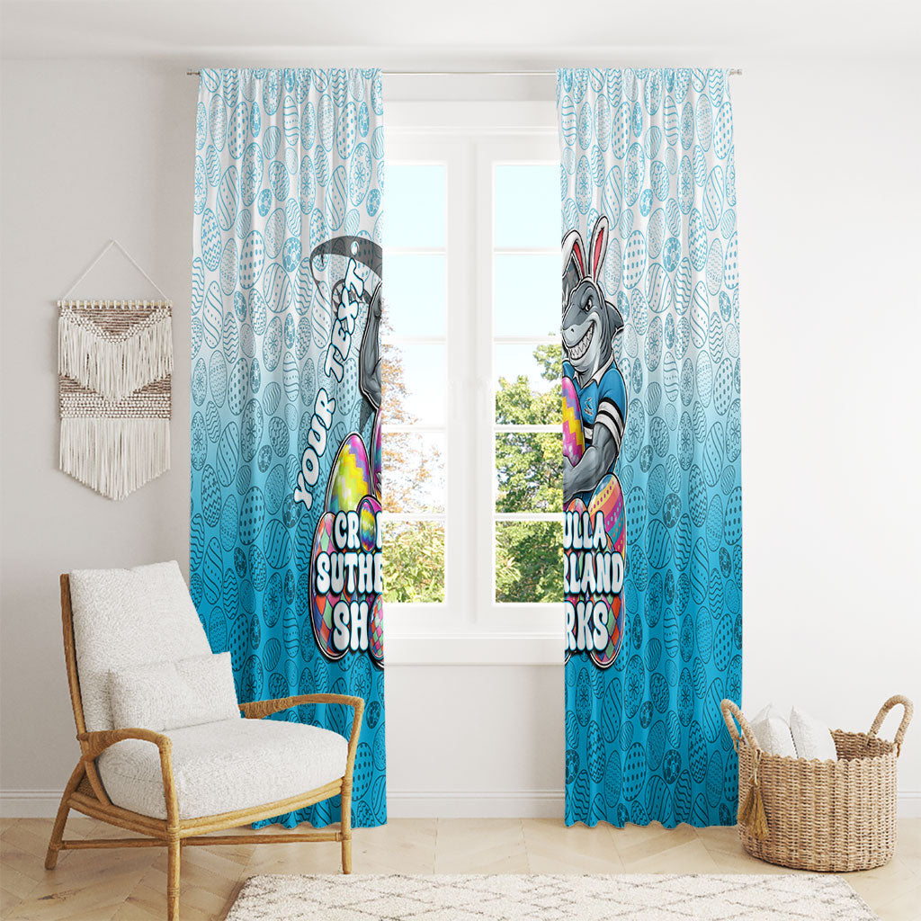Personalized Cronulla Sutherland Sharks Window Curtain Easter Mascot - Colorful Eggs Cartoon Style