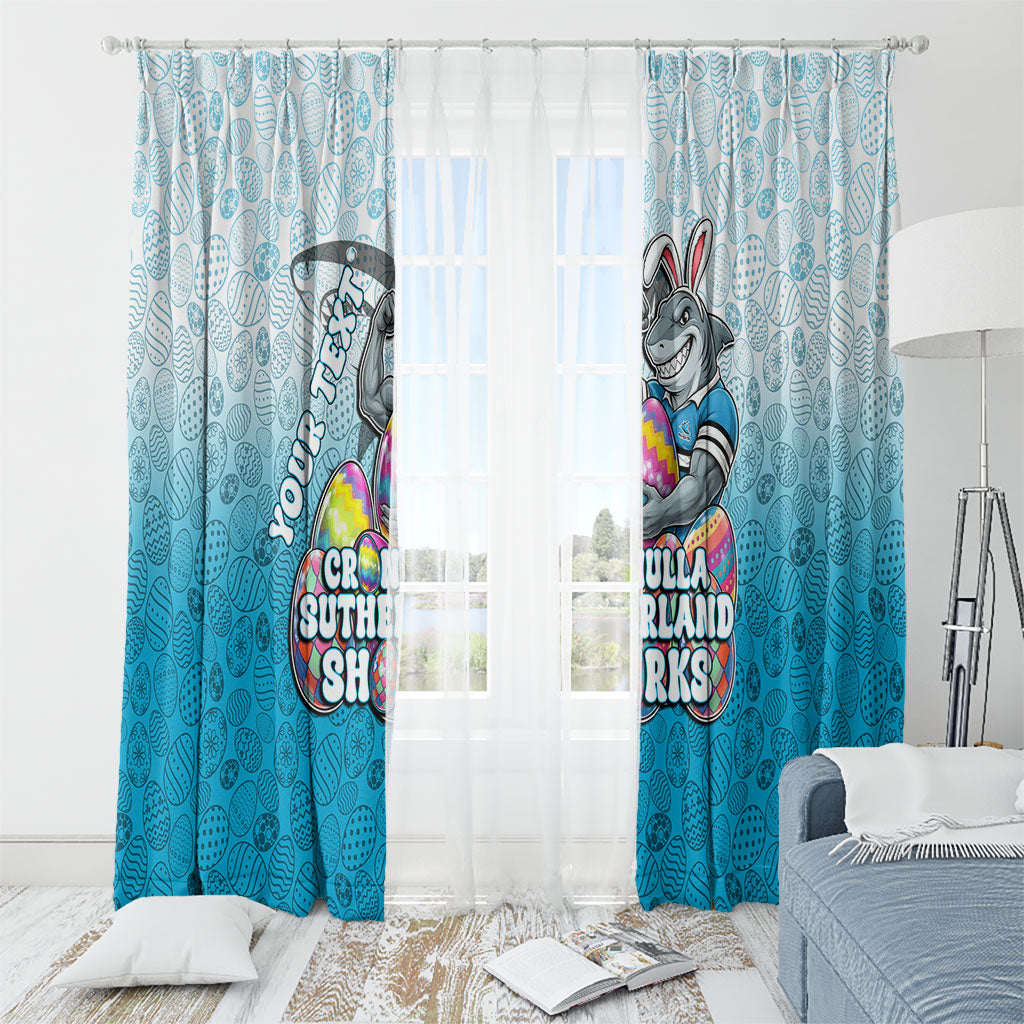 Personalized Cronulla Sutherland Sharks Window Curtain Easter Mascot - Colorful Eggs Cartoon Style
