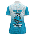 Personalized Cronulla Sutherland Sharks Women Polo Shirt Easter Mascot - Colorful Eggs Cartoon Style