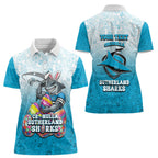 Personalized Cronulla Sutherland Sharks Women Polo Shirt Easter Mascot - Colorful Eggs Cartoon Style