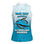 Personalized Cronulla Sutherland Sharks Women Sleeveless Polo Shirt Easter Mascot - Colorful Eggs Cartoon Style