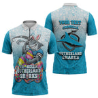 Personalized Cronulla Sutherland Sharks Zipper Polo Shirt Easter Mascot - Colorful Eggs Cartoon Style
