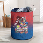 Personalized Newcastle Knights Laundry Basket Easter Mascot - Colorful Eggs Cartoon Style