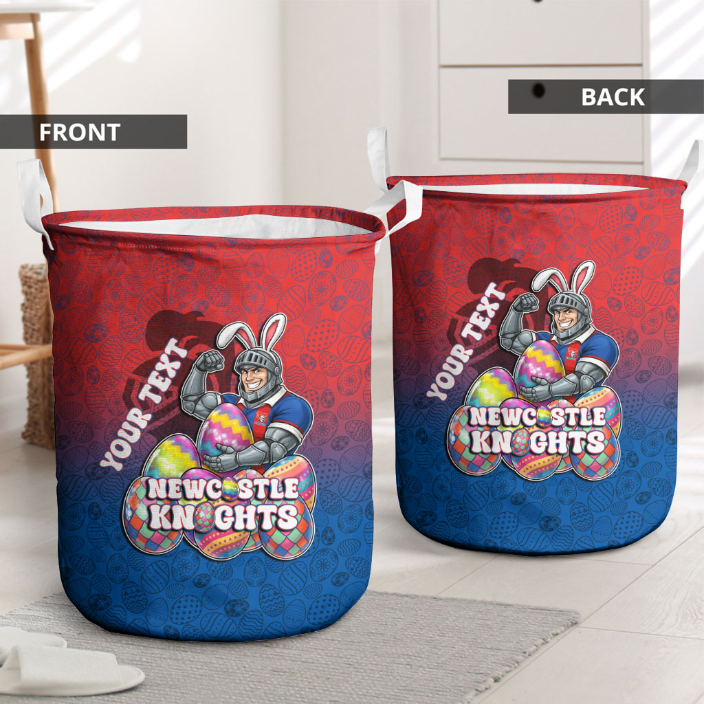 Personalized Newcastle Knights Laundry Basket Easter Mascot - Colorful Eggs Cartoon Style