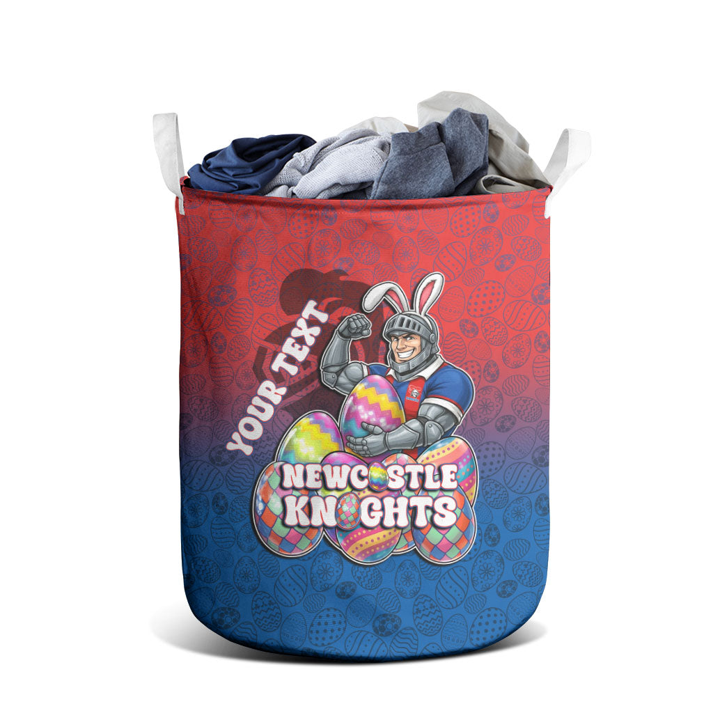 Personalized Newcastle Knights Laundry Basket Easter Mascot - Colorful Eggs Cartoon Style