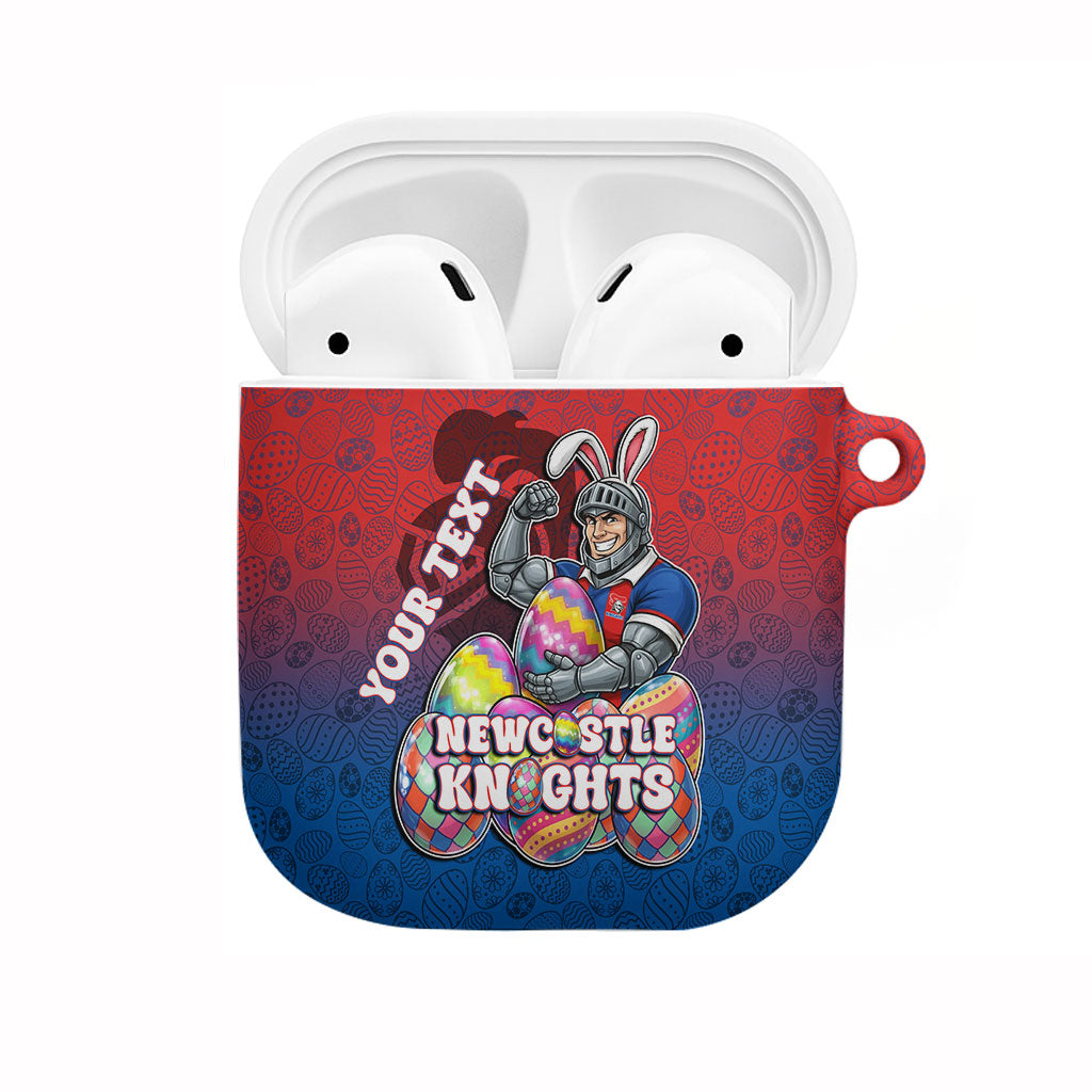 Personalized Newcastle Knights AirPods Case Easter Mascot - Colorful Eggs Cartoon Style