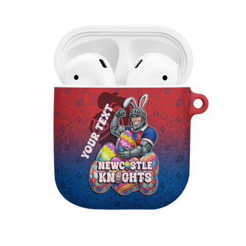 Personalized Newcastle Knights AirPods Case Easter Mascot - Colorful Eggs Cartoon Style