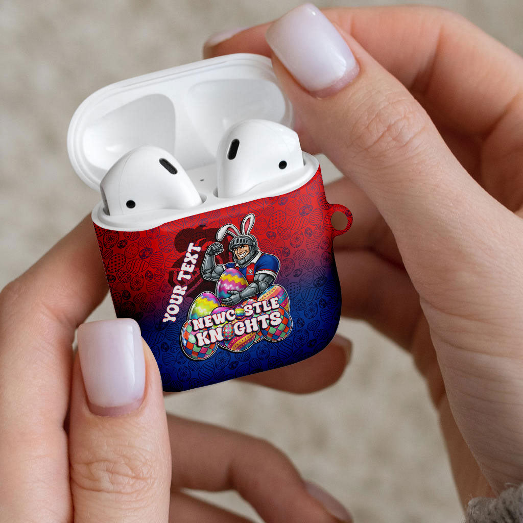 Personalized Newcastle Knights AirPods Case Easter Mascot - Colorful Eggs Cartoon Style