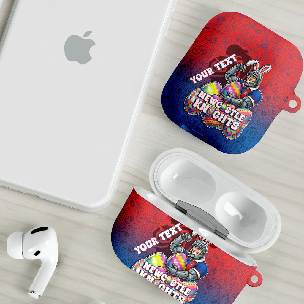 Personalized Newcastle Knights AirPods Case Easter Mascot - Colorful Eggs Cartoon Style