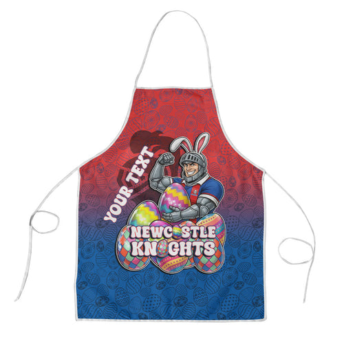 Personalized Newcastle Knights Apron Easter Mascot - Colorful Eggs Cartoon Style