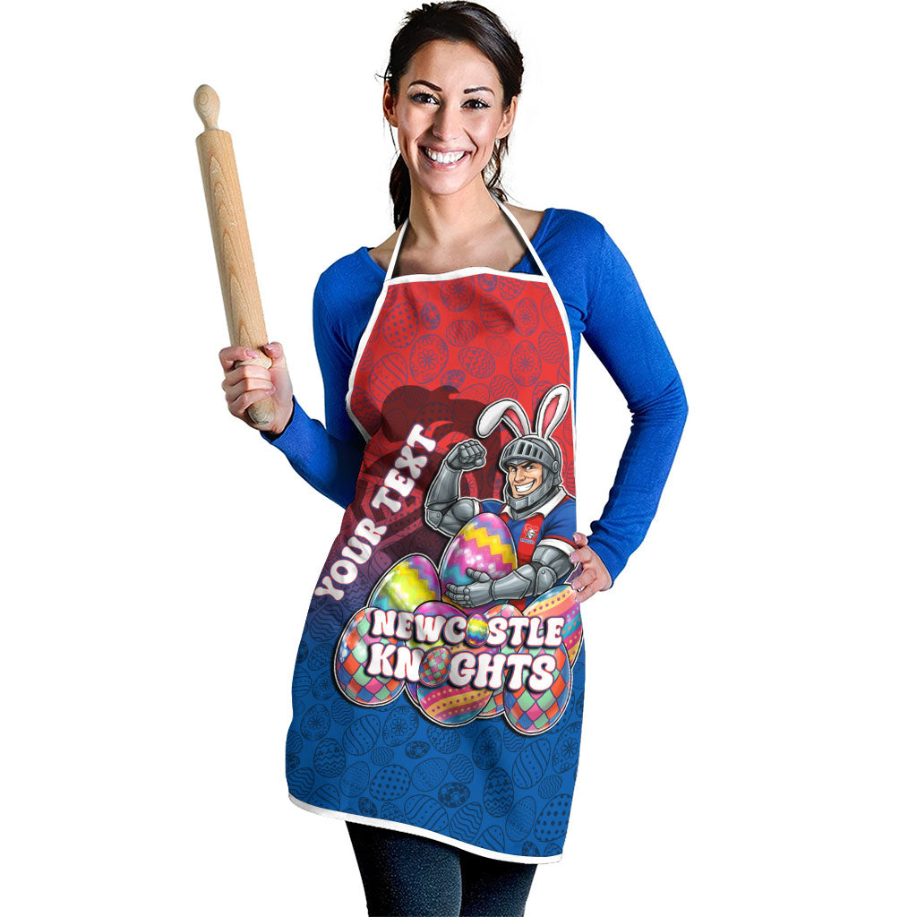 Personalized Newcastle Knights Apron Easter Mascot - Colorful Eggs Cartoon Style