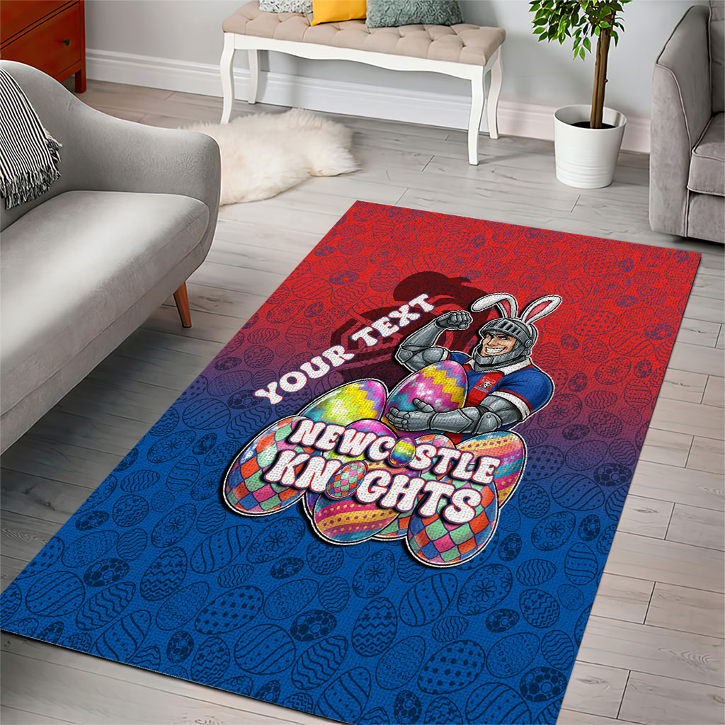 Personalized Newcastle Knights Area Rug Easter Mascot - Colorful Eggs Cartoon Style
