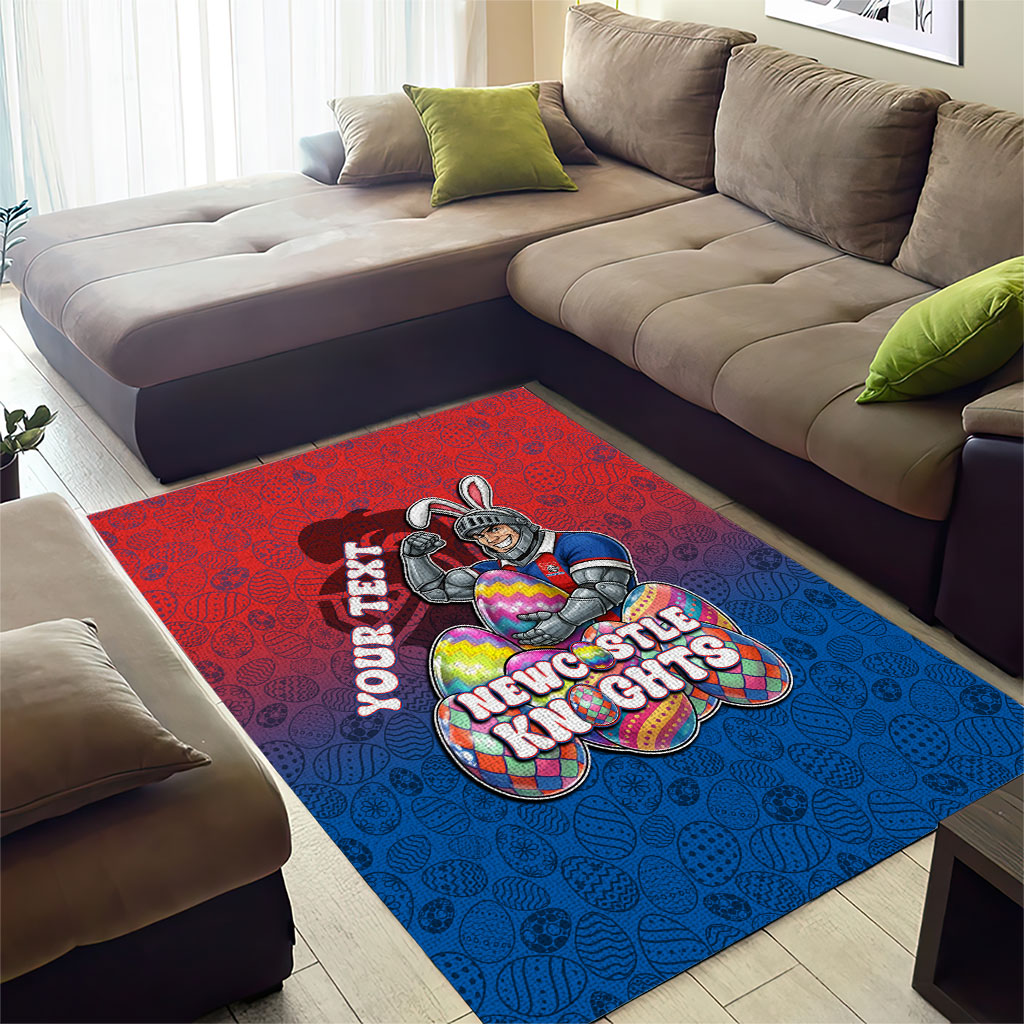 Personalized Newcastle Knights Area Rug Easter Mascot - Colorful Eggs Cartoon Style