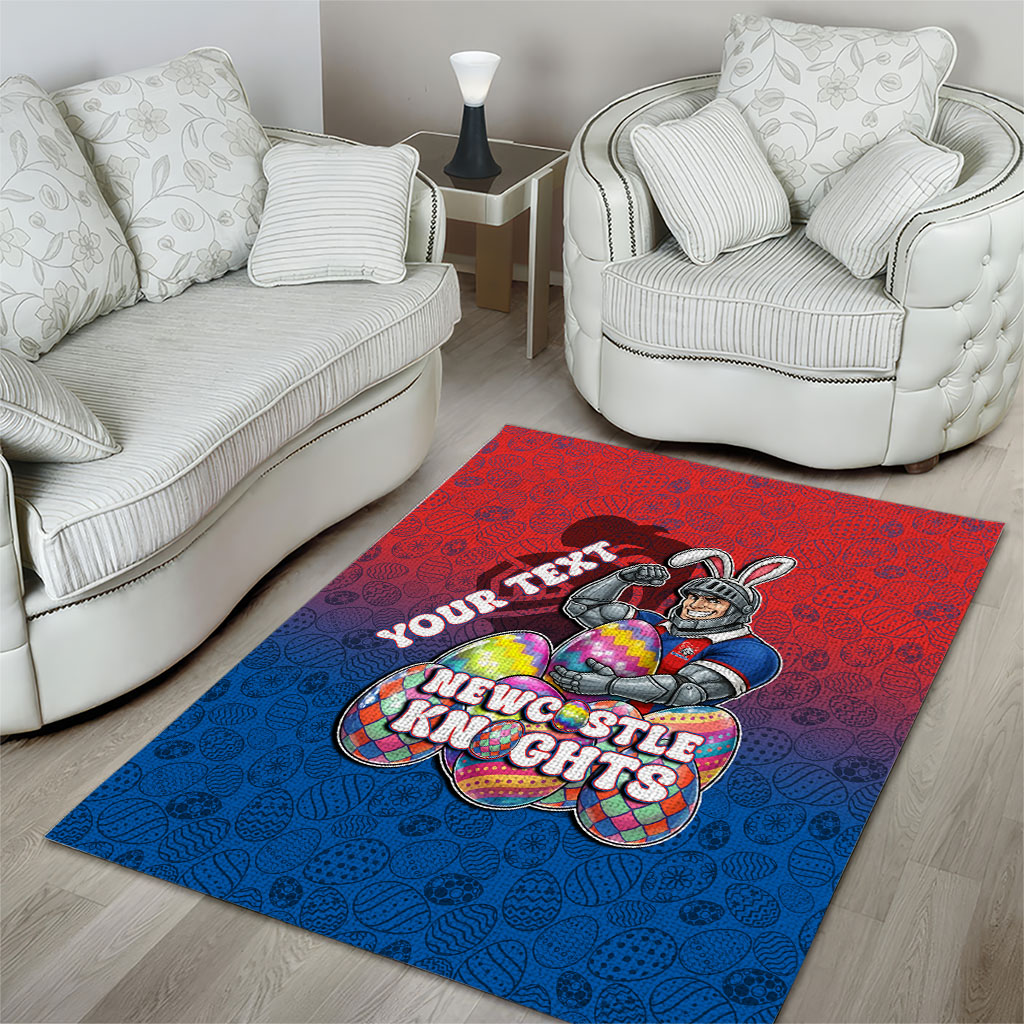 Personalized Newcastle Knights Area Rug Easter Mascot - Colorful Eggs Cartoon Style