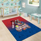 Personalized Newcastle Knights Area Rug Easter Mascot - Colorful Eggs Cartoon Style