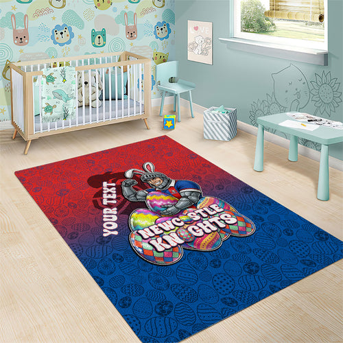 Personalized Newcastle Knights Area Rug Easter Mascot - Colorful Eggs Cartoon Style