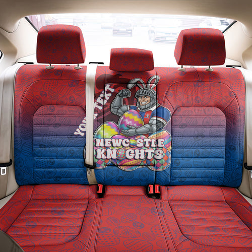 Personalized Newcastle Knights Back Car Seat Cover Easter Mascot - Colorful Eggs Cartoon Style