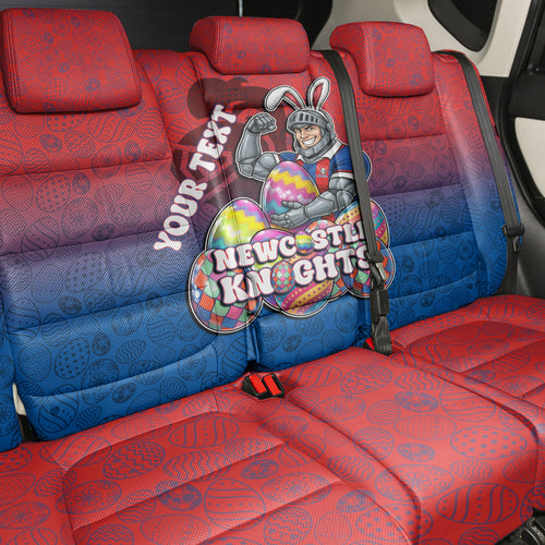 Personalized Newcastle Knights Back Car Seat Cover Easter Mascot - Colorful Eggs Cartoon Style