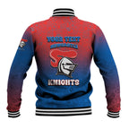 Personalized Newcastle Knights Baseball Jacket Easter Mascot - Colorful Eggs Cartoon Style