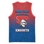 Personalized Newcastle Knights Basketball Jersey Easter Mascot - Colorful Eggs Cartoon Style
