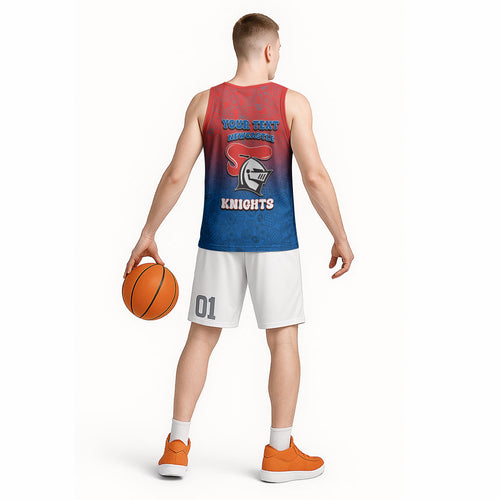 Personalized Newcastle Knights Basketball Jersey Easter Mascot - Colorful Eggs Cartoon Style