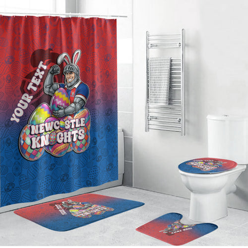 Personalized Newcastle Knights Bathroom Set Easter Mascot - Colorful Eggs Cartoon Style