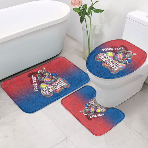 Personalized Newcastle Knights Bathroom Set Easter Mascot - Colorful Eggs Cartoon Style