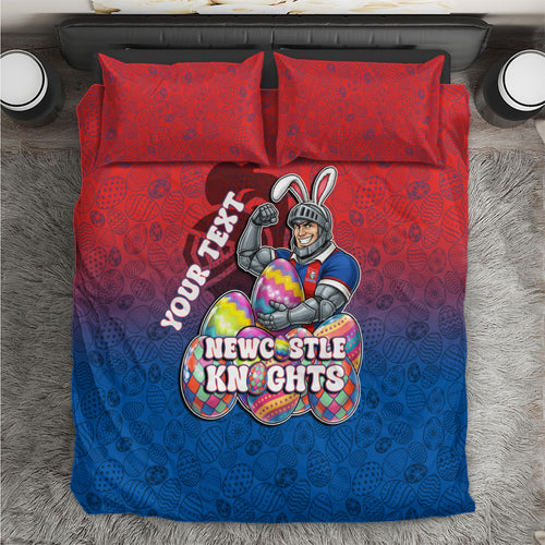 Personalized Newcastle Knights Bedding Set Easter Mascot - Colorful Eggs Cartoon Style