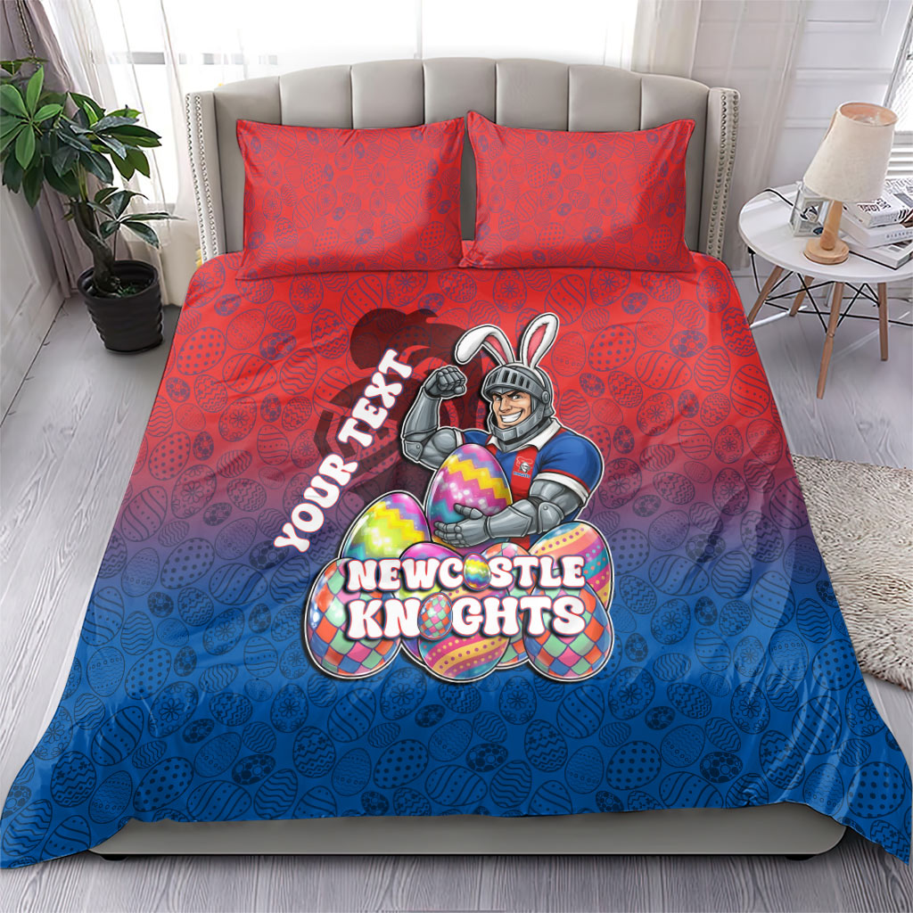 Personalized Newcastle Knights Bedding Set Easter Mascot - Colorful Eggs Cartoon Style