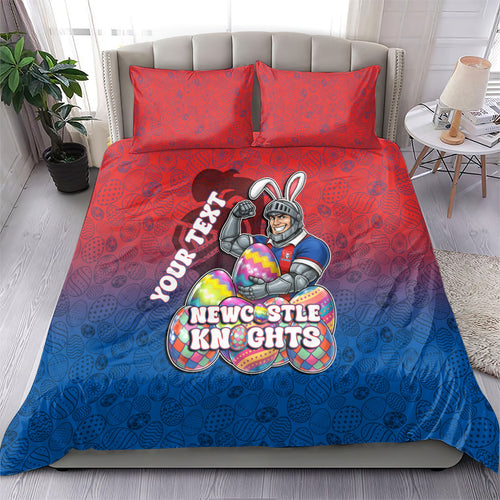 Personalized Newcastle Knights Bedding Set Easter Mascot - Colorful Eggs Cartoon Style