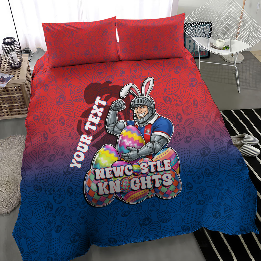 Personalized Newcastle Knights Bedding Set Easter Mascot - Colorful Eggs Cartoon Style