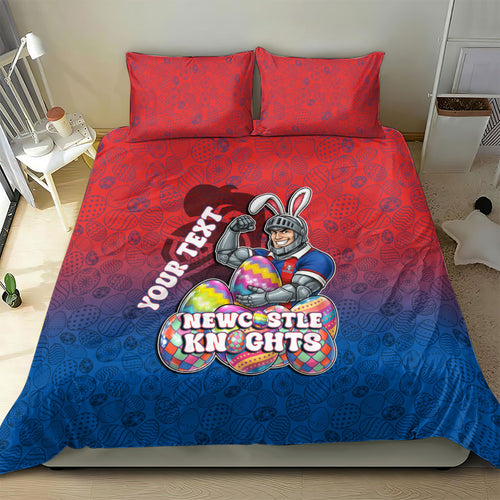 Personalized Newcastle Knights Bedding Set Easter Mascot - Colorful Eggs Cartoon Style